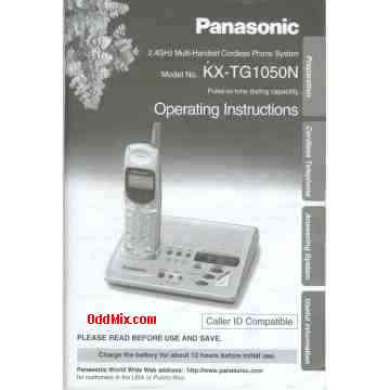 Panasonic KX-TG1050N 2.4GHz Cordless Phone System Operating Instructions Manual [7 KB]