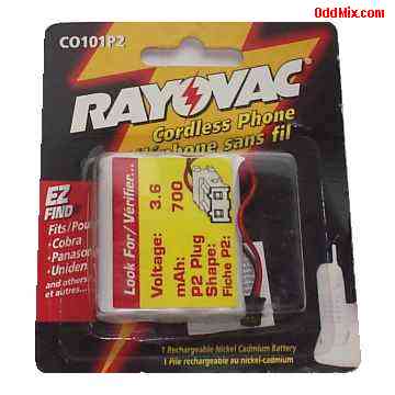Rayovac CO101P2 Ni-Cd 3.6 Volt Battery Rechargeable Cordless Phone Replacement [14 KB]