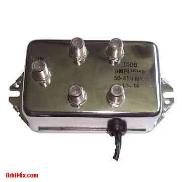 RF Amplifier Wide Band 50-450 MHz 10 DB Digital TV VHF CATV FM 4-Way Distribution [7 KB]