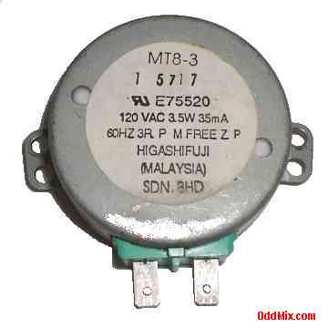 Higashifuji MT8-3 Synchronous Motor AC 120V 60 Hz 3 RPM 3.5 W Microwave Tray [9 KB]