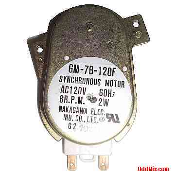 Synchronous Motor Type GM-7B-120F 120VAC 60Hz 6 RPM 2 Watt Nakagawa Electric [12 KB]