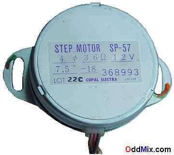 Stepping Motor Copal Electra SP57 12 VDC Four Phase 7.5 Degree Step 63 Ohms Back [10 KB]