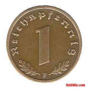 Coin Copper 1939 German Third Reich One Reichspfennig Nazi WWII Historical Collectible Front [8 KB]
