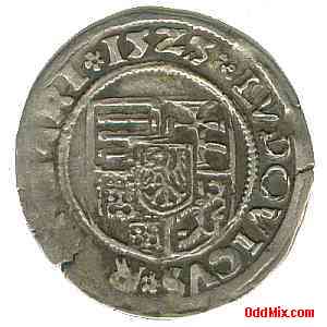 Coin Silver 1525 Hungarian King Ludovicus II Rare Historical Medieval Museum Piece [11 KB]