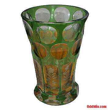 Crystal Vase European Hand Cut Multicolor Fine Glass Art Antique Exotic Collectible [10 KB]