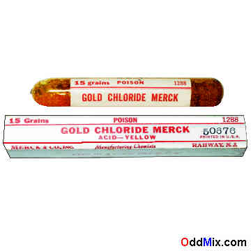 Merck Gold Chloride 15 Grains (0.97 grams) Sealed Glass Container [10 KB]
