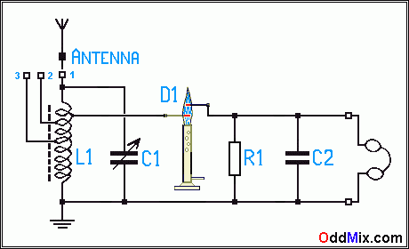 Figure 2. Deluxe flame detector radio schematic [5 KB]