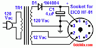 Figure 1. EICO AF-61 Pre-Amplifier Power Supply Schematics [6 KB]