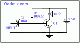 Figure 1. One Transistor Audio Amplifier [2 KB]