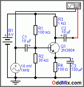 Figure 1. Voltage Divider Bias Transistor Audio Amplifier [5 KB]